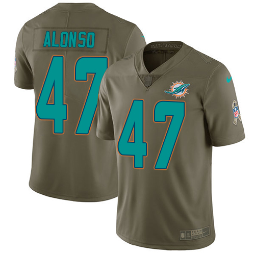 Nike Miami Dolphins 47 Kiko Alonso Olive Youth Stitched NFL Limited 2017 Salute to Service Jersey